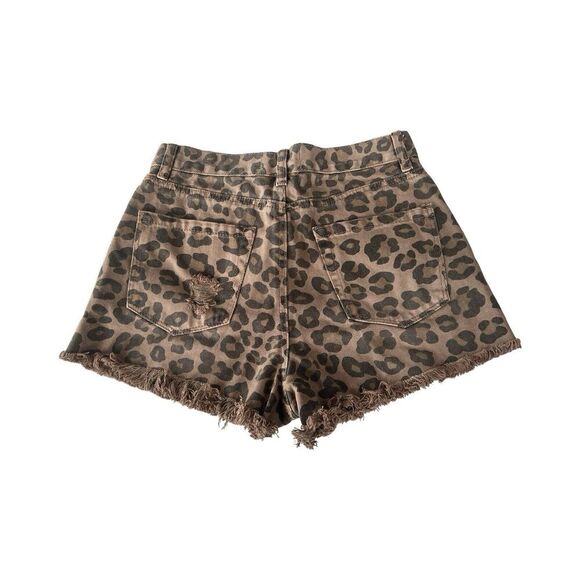 Blank Paige Womens Brown Tan Cheetah‎ Print Cut Off Denim Shorts Size Small - Picture 2 of 4